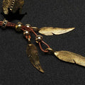 Goldene Feder Halskette Leder Boho Schmuck – Sophia