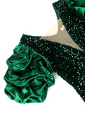 Elegantes Samtkleid mit Pailletten & Puffärmeln – Emilia