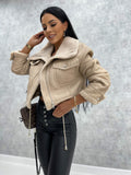Warmer Damen Wintermantel im Leder-Look – Selina