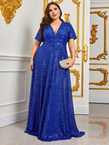Elegantes Pailletten-Maxikleid in Übergröße für Damen – Sophie