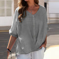 Plus-Size Bluse Damen V-Ausschnitt Knöpfe – Marina