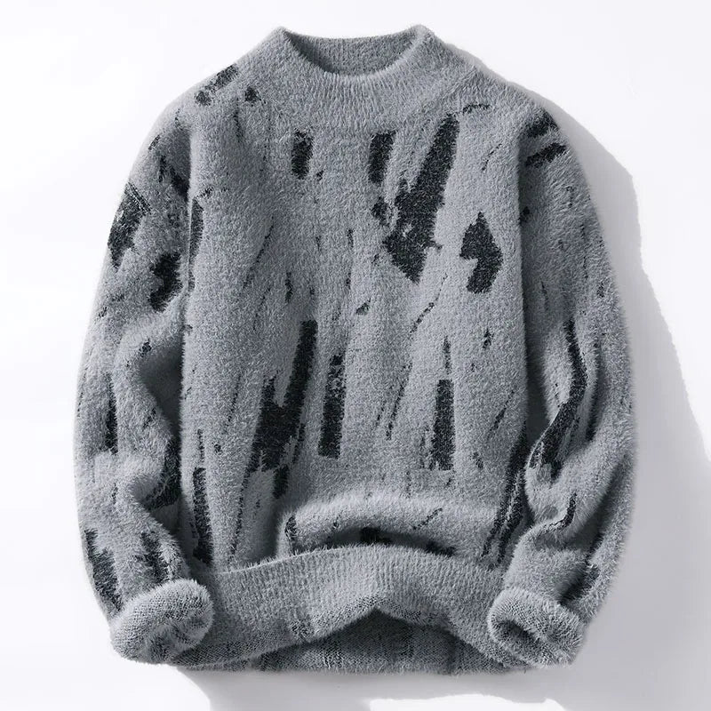 Damen Strickpullover Flauschig Warm Abstrakt Muster – Soraya