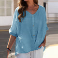Plus-Size Bluse Damen V-Ausschnitt Knöpfe – Marina