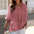Plus-Size Bluse Damen V-Ausschnitt Knöpfe – Marina