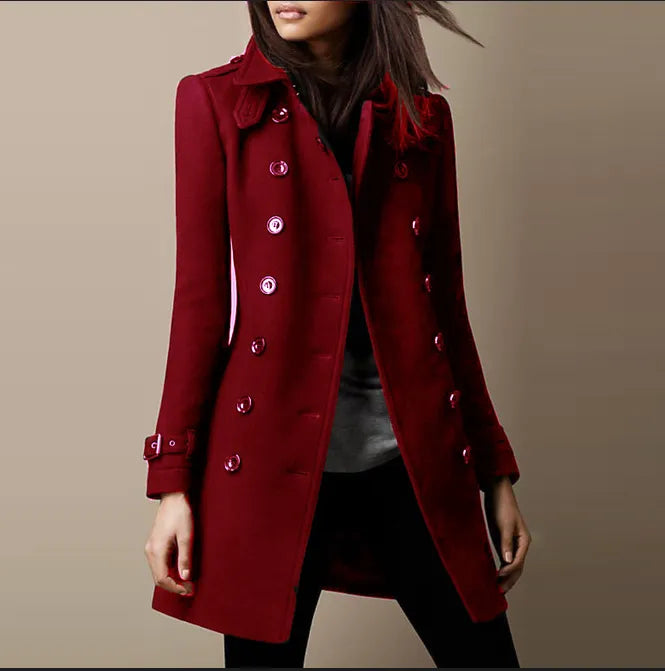 Damen Wintermantel Doppelreiher Elegant Lang – Verona