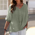 Plus-Size Bluse Damen V-Ausschnitt Knöpfe – Marina