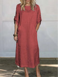 Leinen Baumwolle Kleid Damen locker leicht Sommer – Selvina