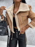 Warmer Damen Wintermantel im Leder-Look – Selina