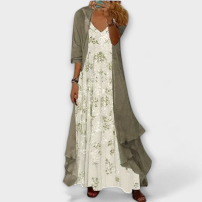 Elegantes grünes Abendkleid mit femininer Silhouette – Lorena