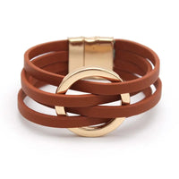 Mehrschichtiges Leder-Wickelarmband mit Magnetverschluss – Lena
