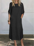 Leinen Baumwolle Kleid Damen locker leicht Sommer – Selvina