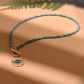Bunte Steinperlen Halskette mit Evil Eye Anhänger – Leonie