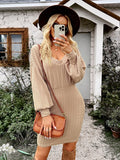 Elegantes Strickkleid mit Ballonärmeln für Damen – Olivia
