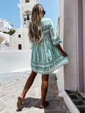 Sommerkleid mit Boho-Muster und Rüschenärmeln – Lena