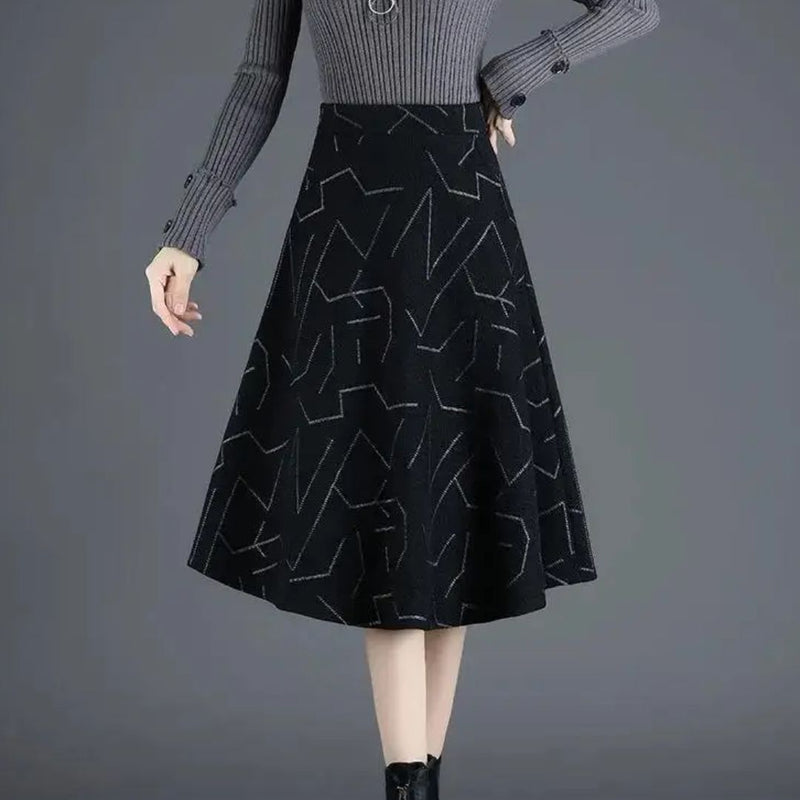 Midirock aus Wolle mit geometrischem Muster – Evelina