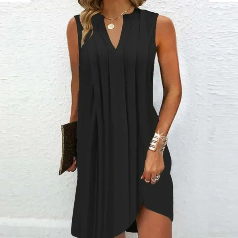 Ärmelloses Sommerkleid mit V-Ausschnitt für Damen – Lena