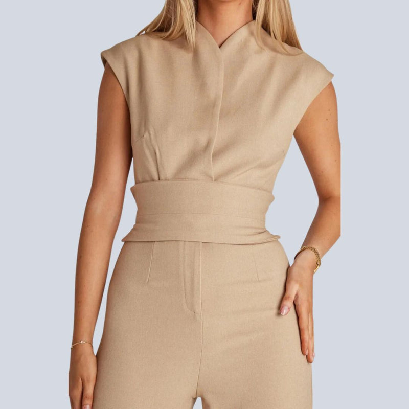 Ärmelloser Damen-Jumpsuit mit weitem Bein – Hazel