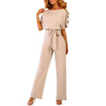 Lässiger Kurzarm-Jumpsuit mit Schnürung für Damen – Lucille