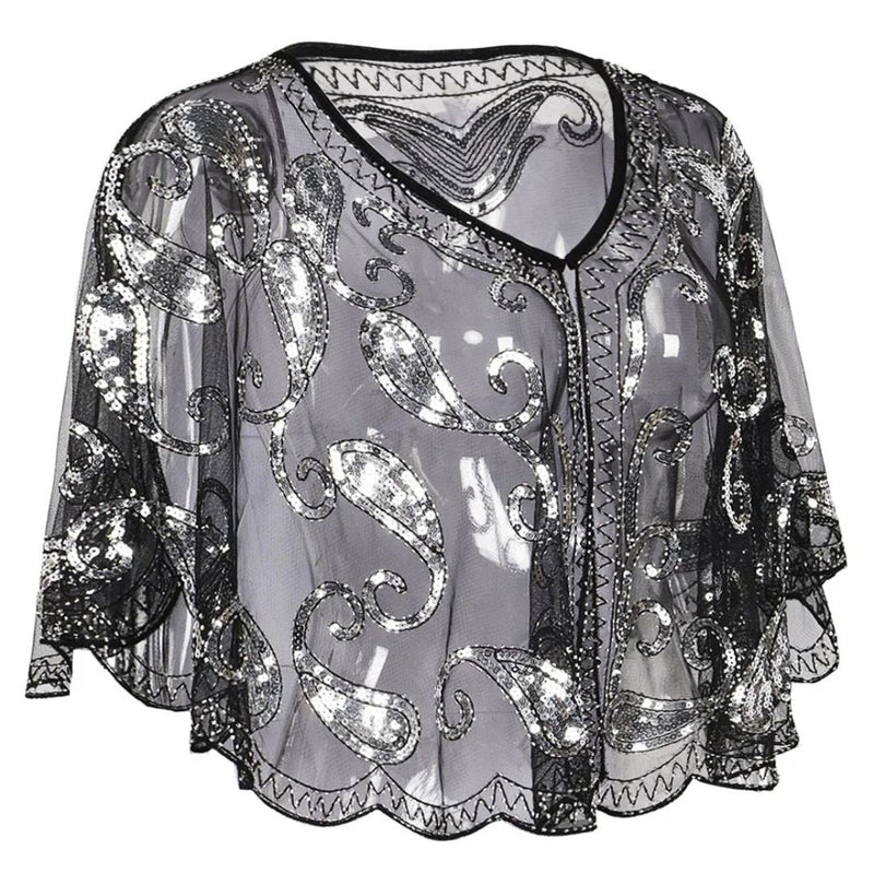 Glamour & Eleganz der 20er Jahre – Kathy 1920s Glitter Pailletten Cape