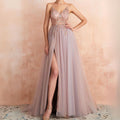 Elegantes Tüllkleid mit V-Ausschnitt und Schlitz – Anna