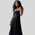Schulterfreies Maxi-Kleid aus Spitze mit Schnürung – Eleonora