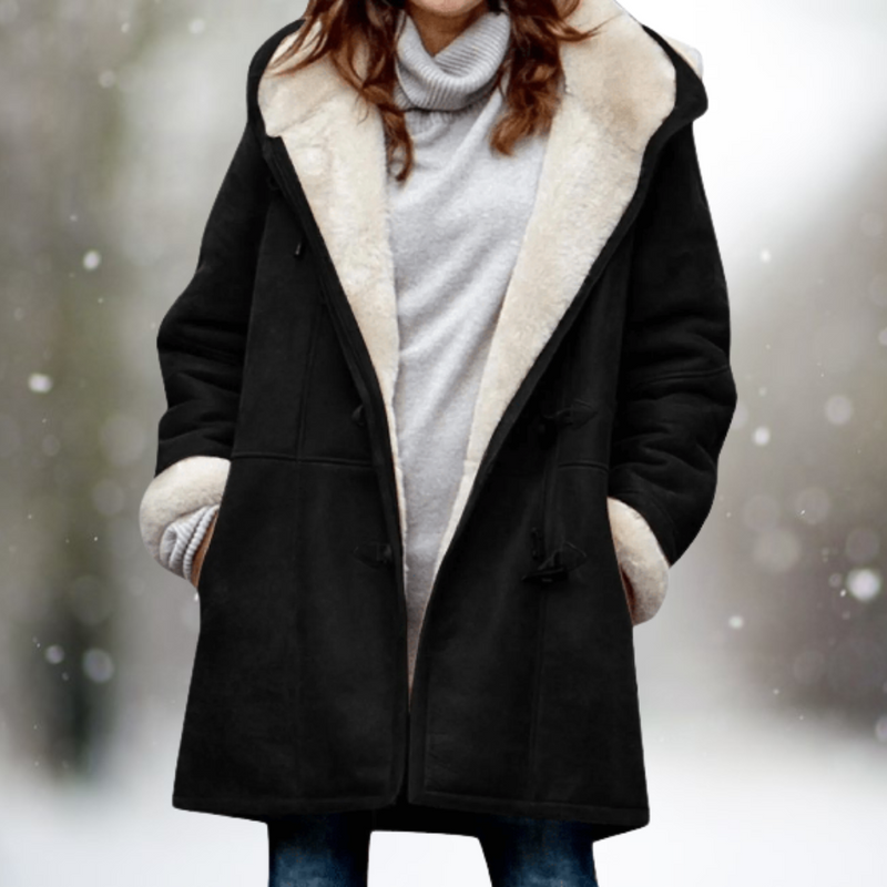 Damen Winterjacke mittellang warm mit Kapuze – Svetlana