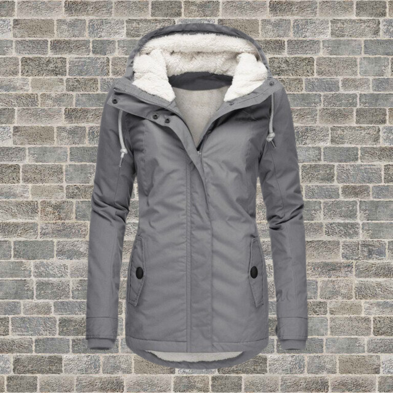 Warme Baumwoll-Winterjacke mit Plissé-Design – Lena