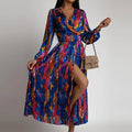 Boho Maxikleid mit V-Ausschnitt & Laternenärmeln – Alina