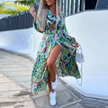 Boho Maxikleid mit V-Ausschnitt & Laternenärmeln – Alina