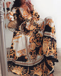 Luftiges Wickelkleid mit Schlitz & Boho-Print – Lisa