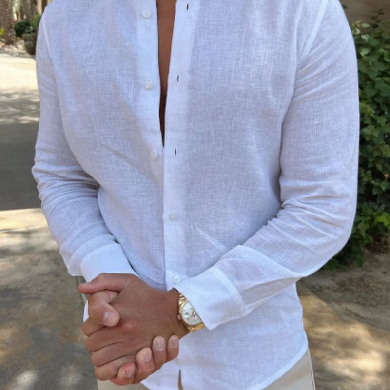 Herren Weißes Hemd Baumwolle Klassisch Elegant Look – Quireno