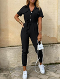 Luftiger Damen-Jumpsuit mit Gürtel und Knöpfen – Sophia