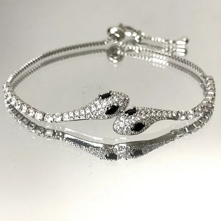 Schlangenarmband mit Zirkonia aus Sterlingsilber – Selene