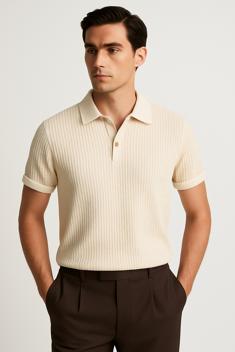 Herren Polohemd mit Waffelstruktur Slim Fit – Jovesso