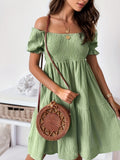 Schulterfreies Sommerkleid mit Trapezsaum – Julina