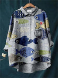 Künstlerisches Oversize Hemd mit Print – Artoza