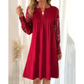 Elegantes Baumwollkleid mit Spitzenärmel – Carlotta