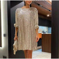 Glitzerndes Partykleid mit Gürtel, knielang – Anna