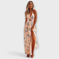 Boho Blumen Maxi Sommerkleid mit Schlitz – Amelie