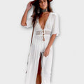 Boho Midi Sommerkleid mit Spitze und Bindeband – Sophie