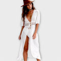 Boho Midi Sommerkleid mit Spitze und Bindeband – Sophie