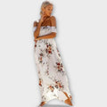 Boho Midikleid Damen Schulterfrei Blumen Sommer Elegant – Elaniva
