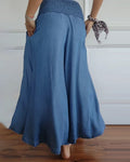 Damen Weite Hose Sommer Raffung Elegant Komfort – Malessa