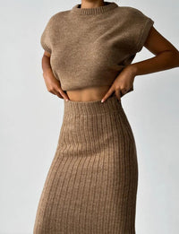 Elegantes ärmelloses Strickset für Damen – Marissa