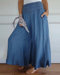 Damen Weite Hose Sommer Raffung Elegant Komfort – Malessa