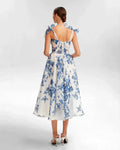 Elegantes Midikleid aus Organza mit Korsett & Blumenmuster – Amalia