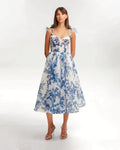 Elegantes Midikleid aus Organza mit Korsett & Blumenmuster – Amalia