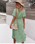 Boho Midi-Kleid mit Knöpfen & Blumenmuster – Elara