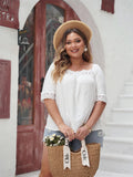 Luftige Spitzenbluse mit eckigem Ausschnitt – Amalia