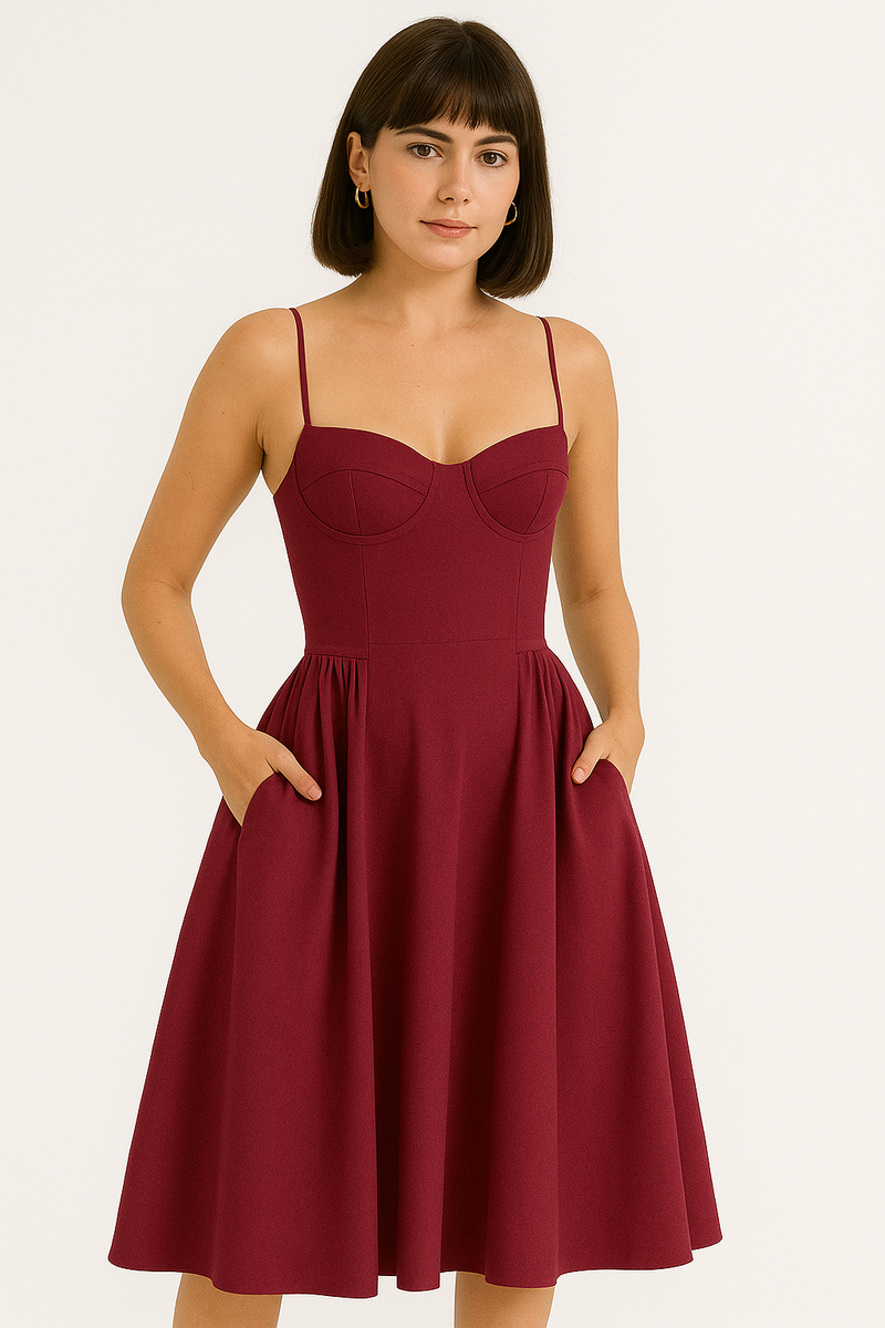 Elegantes Midikleid mit Korsett-Passform für jeden Anlass – Enrica